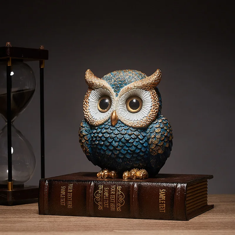 Cross-Border American Retro Owl Desktop Ornament TV Wine Cabinet Decoration Resin Craft Housewarming Gift