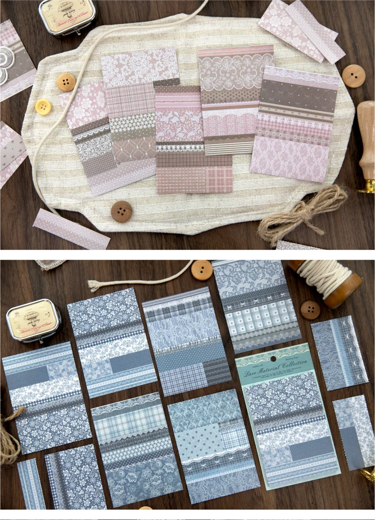 Journal GO 20 Stück Süße Spitzen-Traum-Notizblöcke Scrapbooking Journaling Basis Collage-Materialien Schul- und Bürobedarf Notizblock – Detail 17