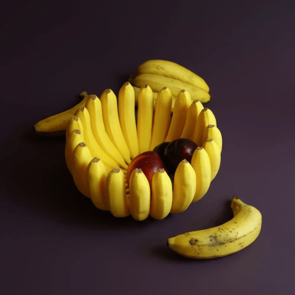 Novelty Banana Shaped Fruit Tray Plastic Large Capacity Fruit Storage Tray 3D Printed Unique Gift Simulated Banana Tray Home 2