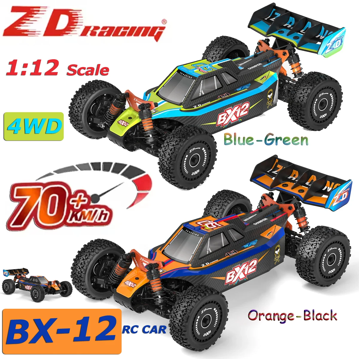

ZD Racing RC Car Racing BX-12 1/12 Brushless Power 3S Lipo 2.4GHz 70KM/H Remote Control BX12 Racing Off-Road Car Adult Children