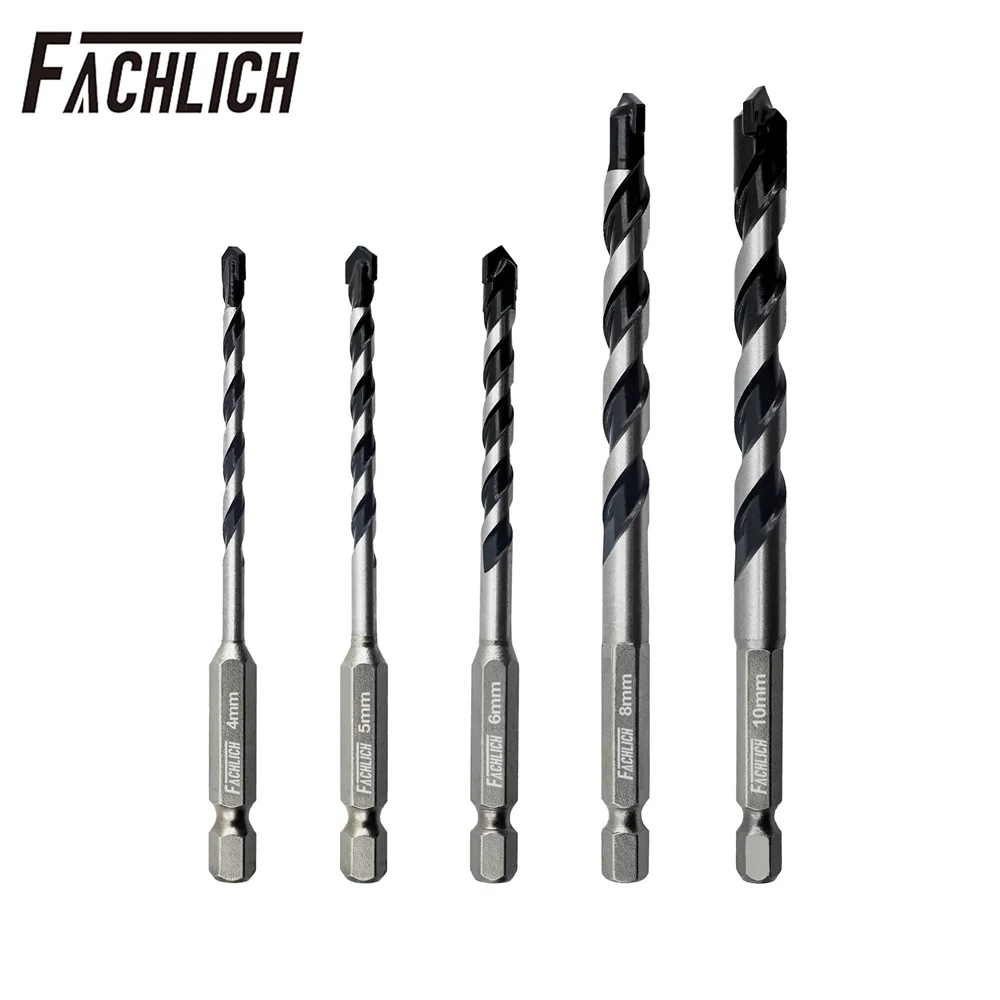 

FACHLICH 5pcs Drill Bit Kit Quick-Fit Shank Screw Carbide Overlord Hole Saw Masonry Concrete Brick Ceramic Tile Cement Marble