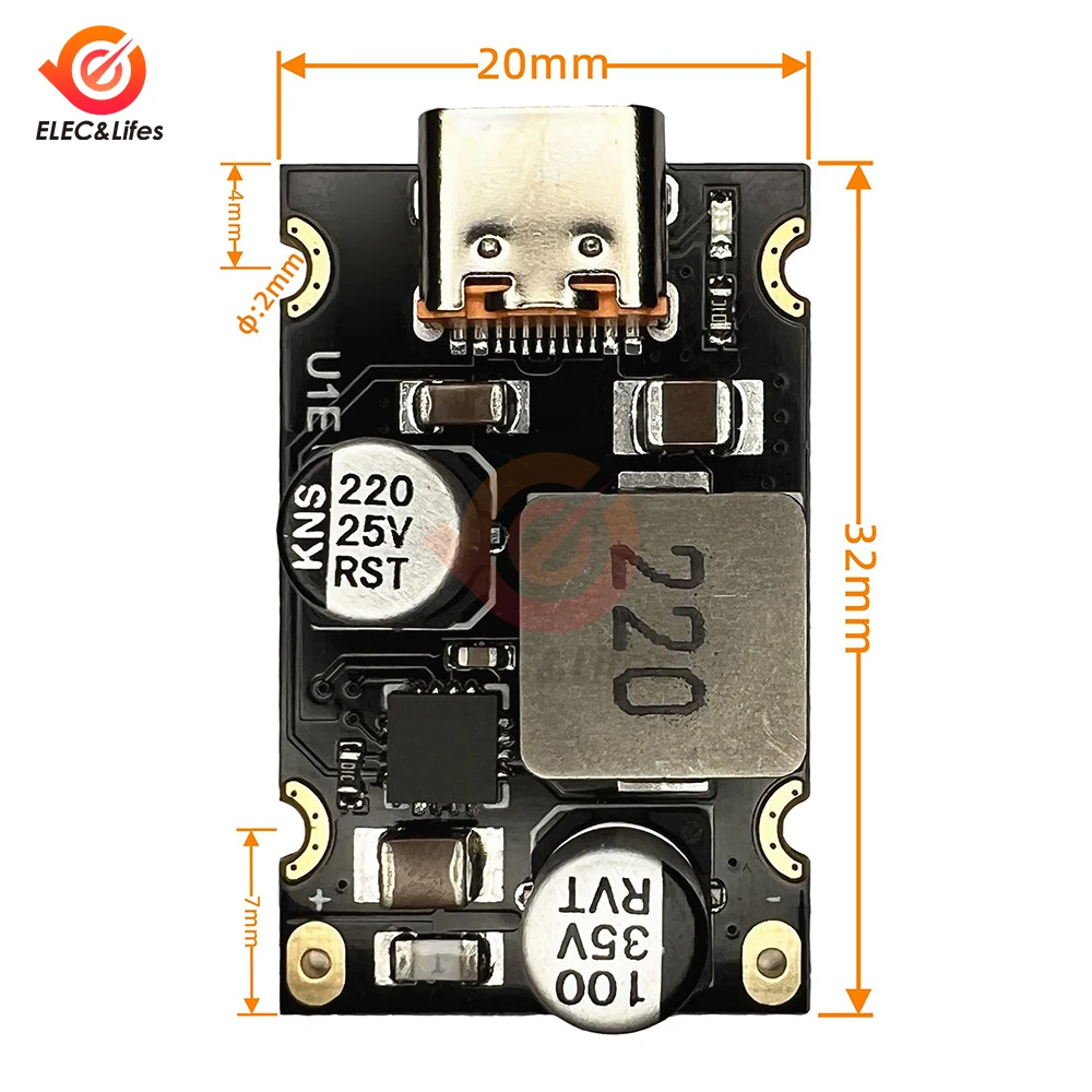 PD65W szybkie moduł ładowania 8-30V DC do interfejsu USB typu C pd3 1. 1 QC3 PPS szybkie ładowanie Step-Down moduł zasilania QC3.0 SCP