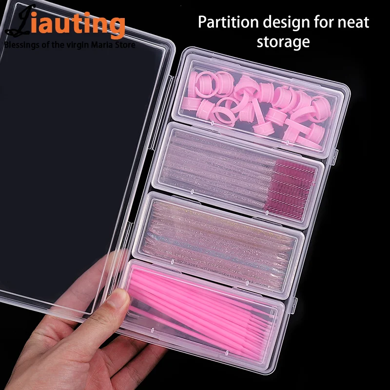 Transparent Independent 4 Grid Eyelash Extension Tool Storage Glue Tweezer Holder Makeup Organizer  Acrylic Transparent Box