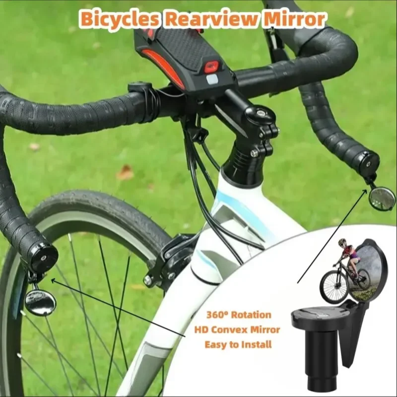 Bicycle 1PC/1Pair Rear View Convex Mirror Handlebar Drop Bar Mount Acrylic Lens Back Sight Reflector Light Weight