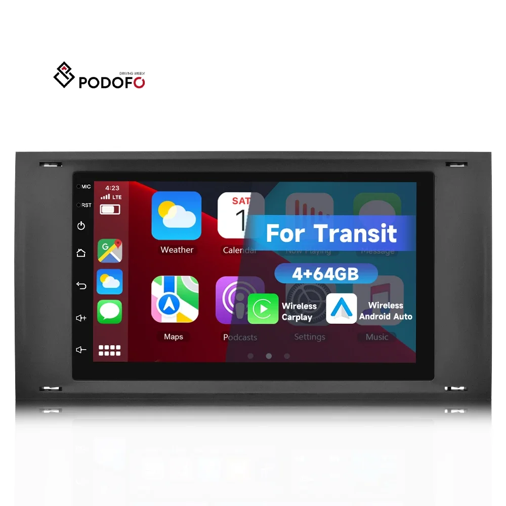 

Podofo 7 "4 + 64 ГБ Android 2Din автомобильный радиоприемник авторадио мультимедийный плеер GPS-навигация для Ford/Transit/Focus/Kuga/S-Max CarPlay DSP