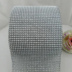 1 Yard 30 Row Color Sparkle Rhinestone Crystal Diamond Mesh Wrap Roll Ribbon