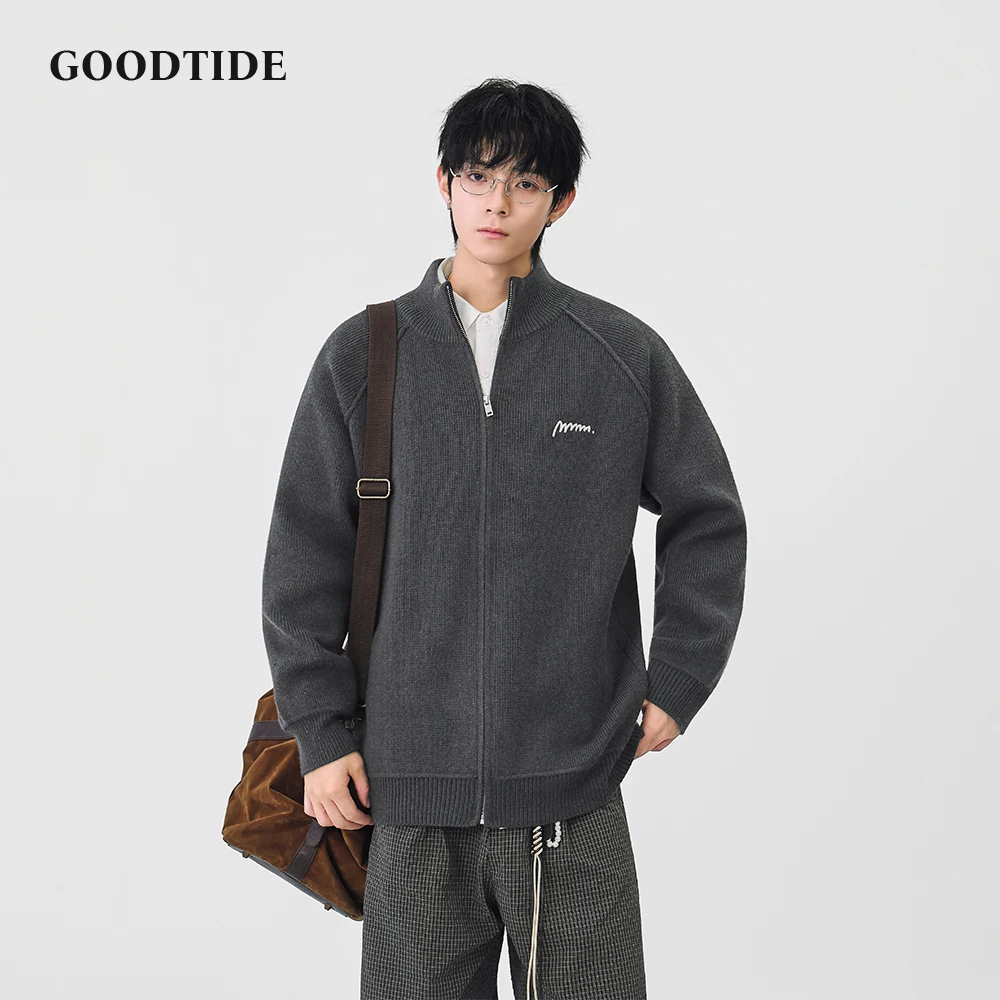 Fashion Men's Casual Full - Zip Mock Neck Cardigan 2025 Winter New Ribbed Knitted Jacket Detail Soft Long Sleeve Outerwear Top