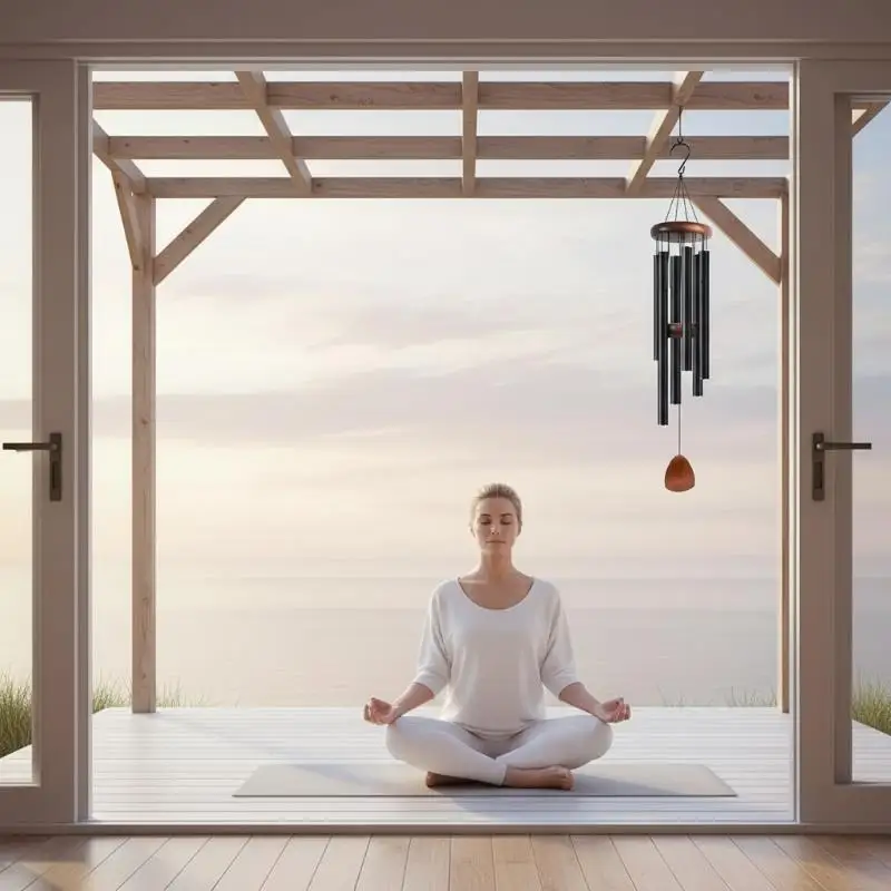 26 Inch Aluminum Pipe Wind Chimes High Resonance with Wooden Tag for Patio Balcony Corridor Home Decor