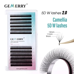 GEMERRY 5D W Shape Camellia Eyelash Extensions Different Lengths 5D W-Shaped 2.0 False Eyelashes Natural Soft Premade Fan Lashes