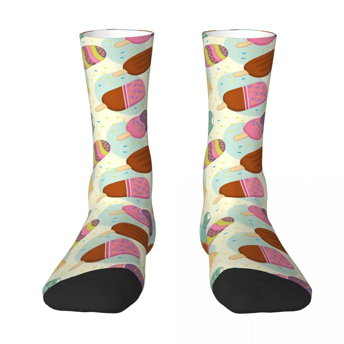 Seamless Pattern With Ice Cream Socks Harajuku Stockings Women Men Soft Breathable Outdoor Socks Autumn Custom Anti Skid Socks