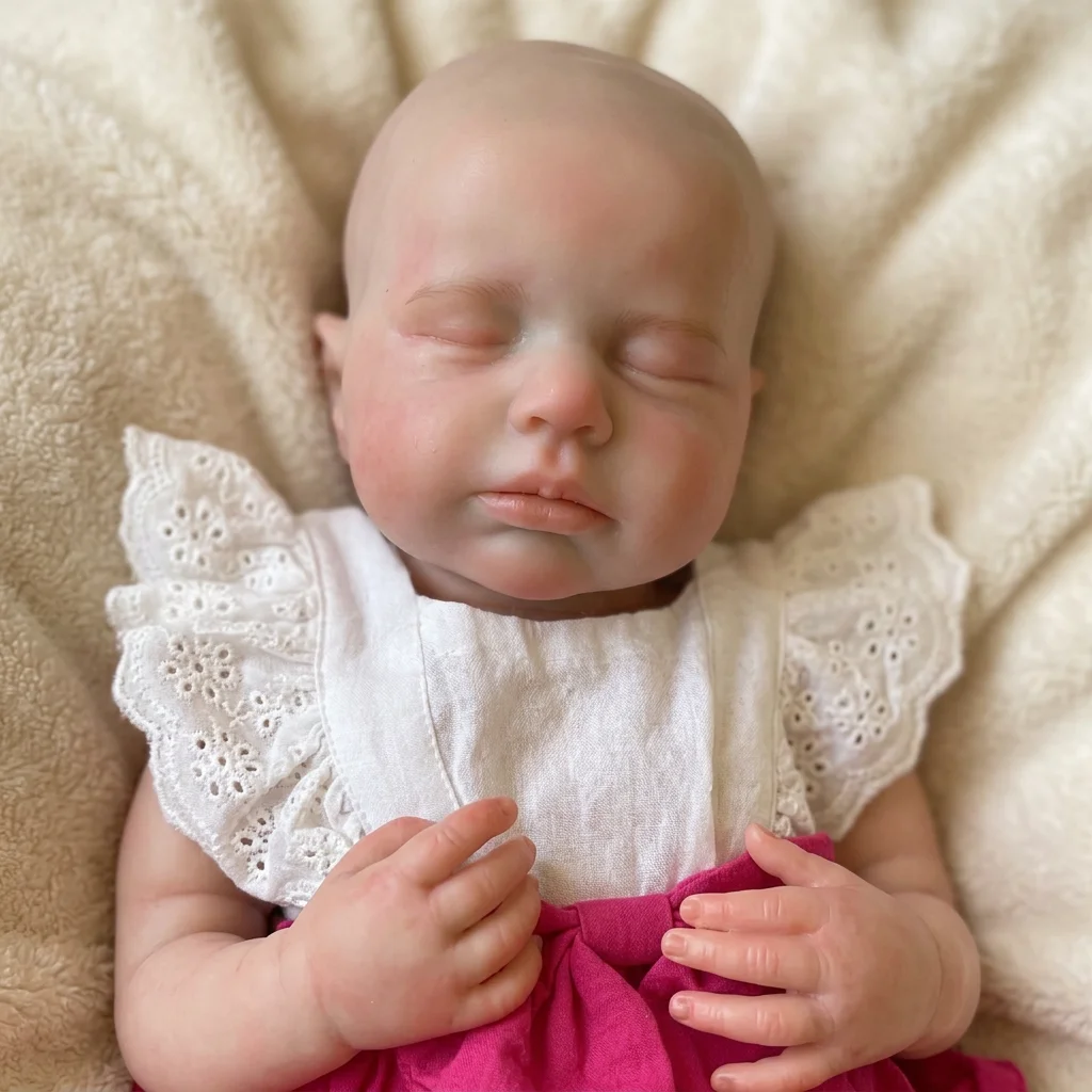 18 Inch Bald Full Body Solid Silicone Reborn Doll Loulou Handmade Lifelike Sleeping Girl 3D Skin Texture Soft Touch Bebe Collect