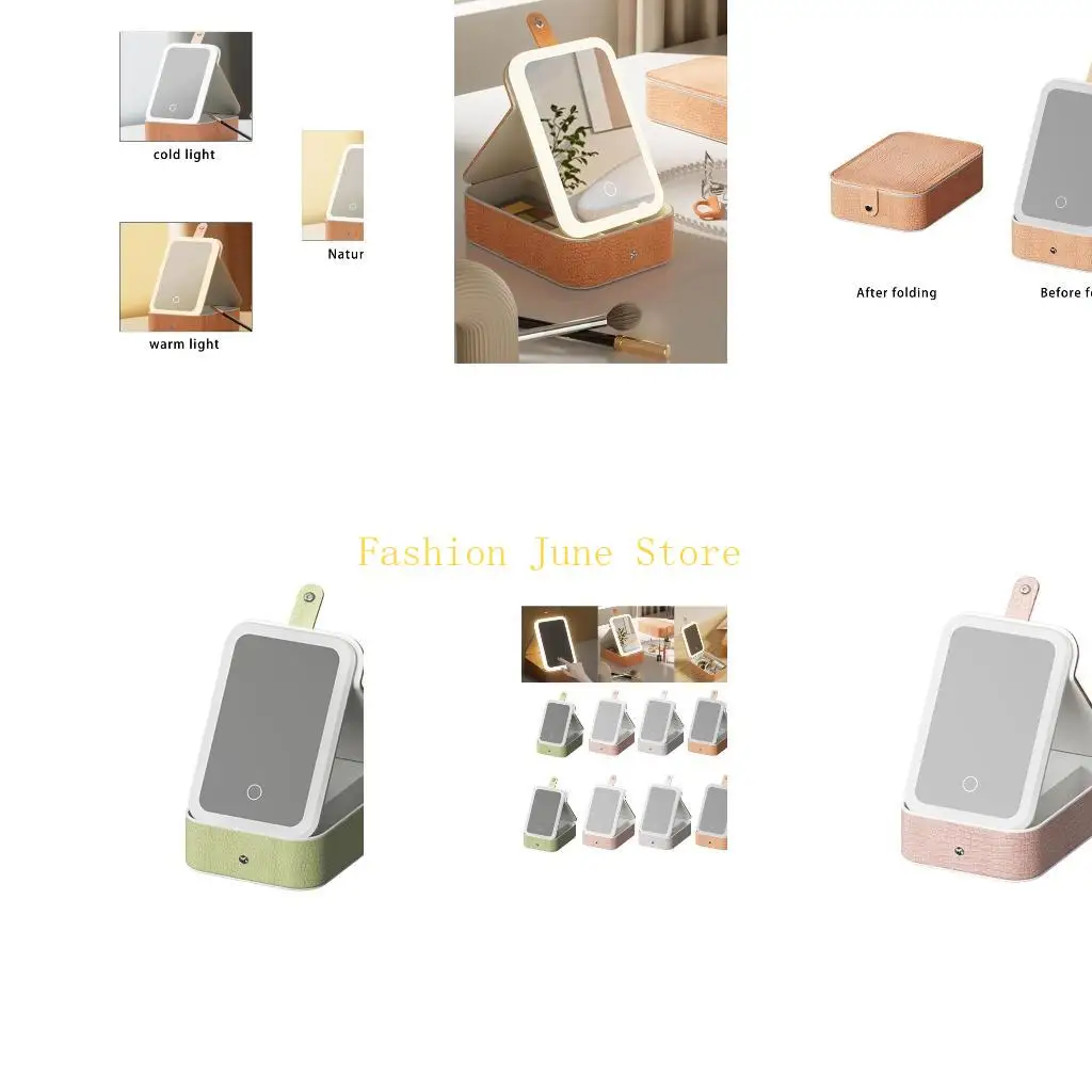 N5KA Practical Travel Makeup Case with Integrated LED Lighting and Jewelry Storage Box Sturdy Designs for On the Way
