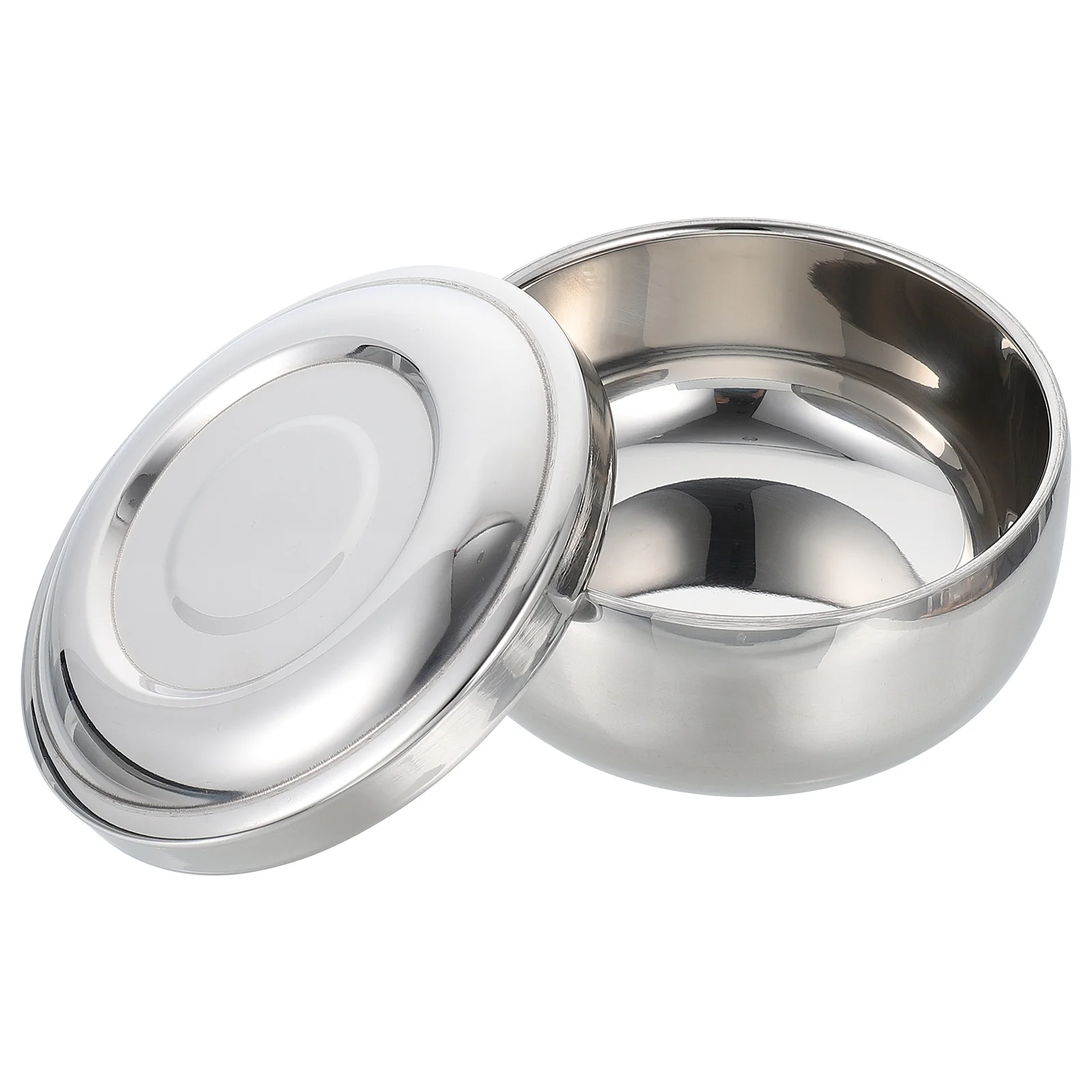 Tigela de sabão de barbear de aço inoxidável, recipiente de espuma com tampa de grande capacidade, acessório de barbear masculino, durável e prático, barbeiro, 1 peça