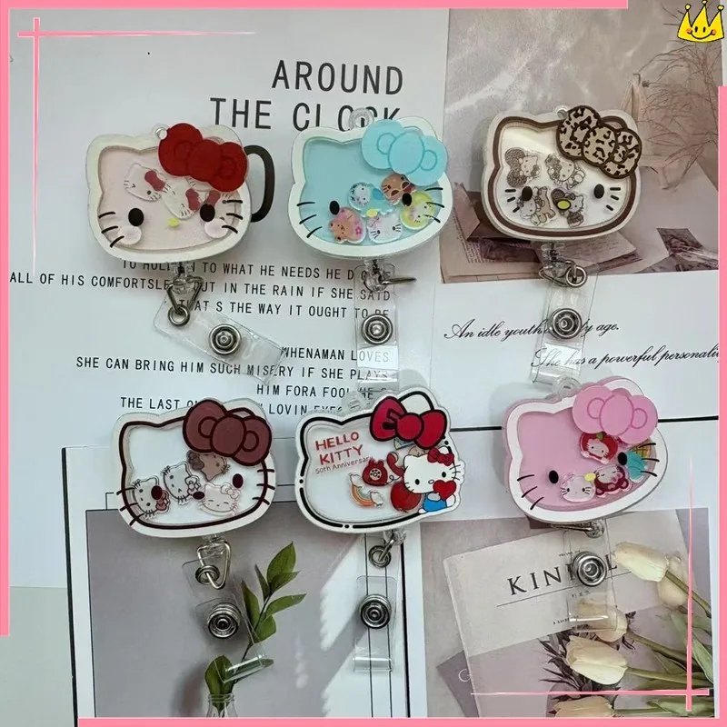 HelloKitty Porta credencial retráctil de dibujos animados, porta tarjetas de identificación para trabajadores de oficina, médicos, enfermeras, estudiantes de medicina y estudiantes