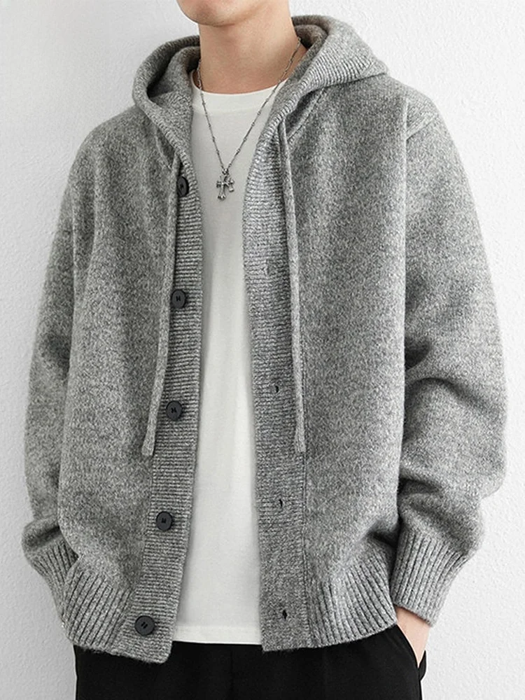 

Men's Open Cardigan Knitwear Spring 2026 Loose Casual Versatile Hooded Knitted Jaet Youth Long Sve Anti-Wrinkle