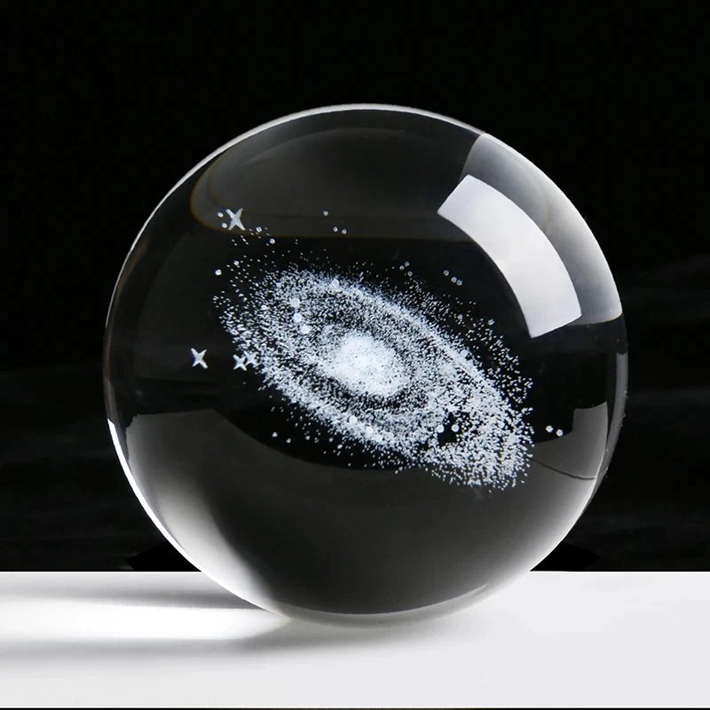 6cm silver inner carved crystal ball home decoration, astronomy enthusiasts, bedside decoration, holiday gifts