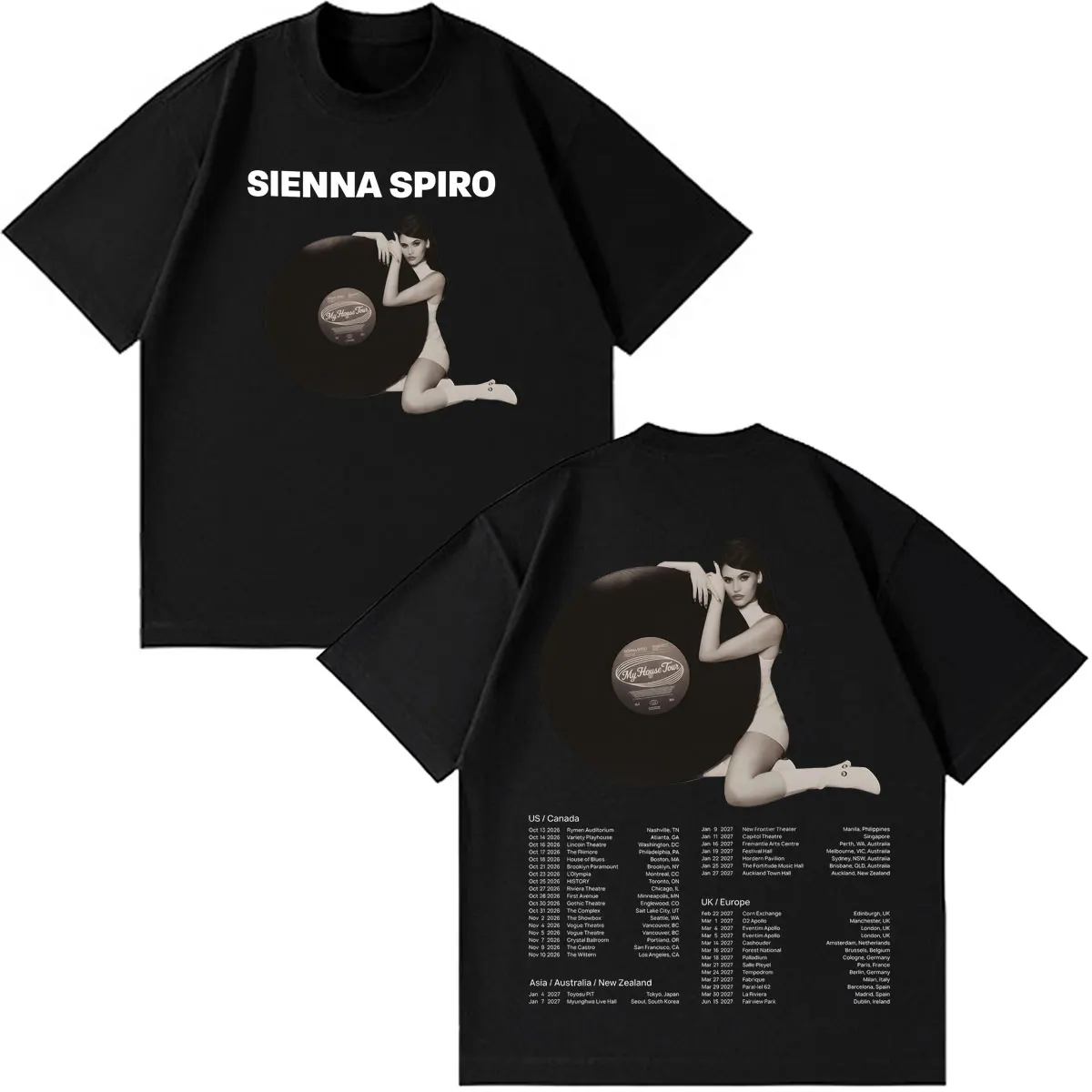 Sienna Spiro My House Tour 2026 Grafik-T-Shirt für Männer und Frauen Hip-Hop Vintage T-Shirt Übergroßes Lässiges Baumwoll-Ästhetik-Trend-T-Shirt – Detail 2
