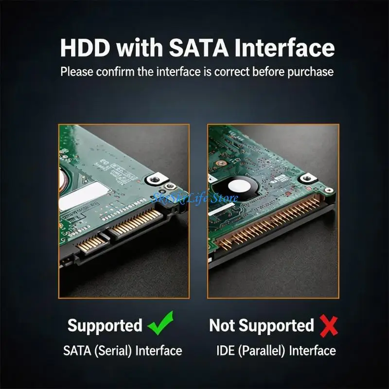 E65E 2.5in Serialed ATA Storage Enclosure with Front Display, USB 3.2 Type C Drive Case for Status Viewing and Routine File
