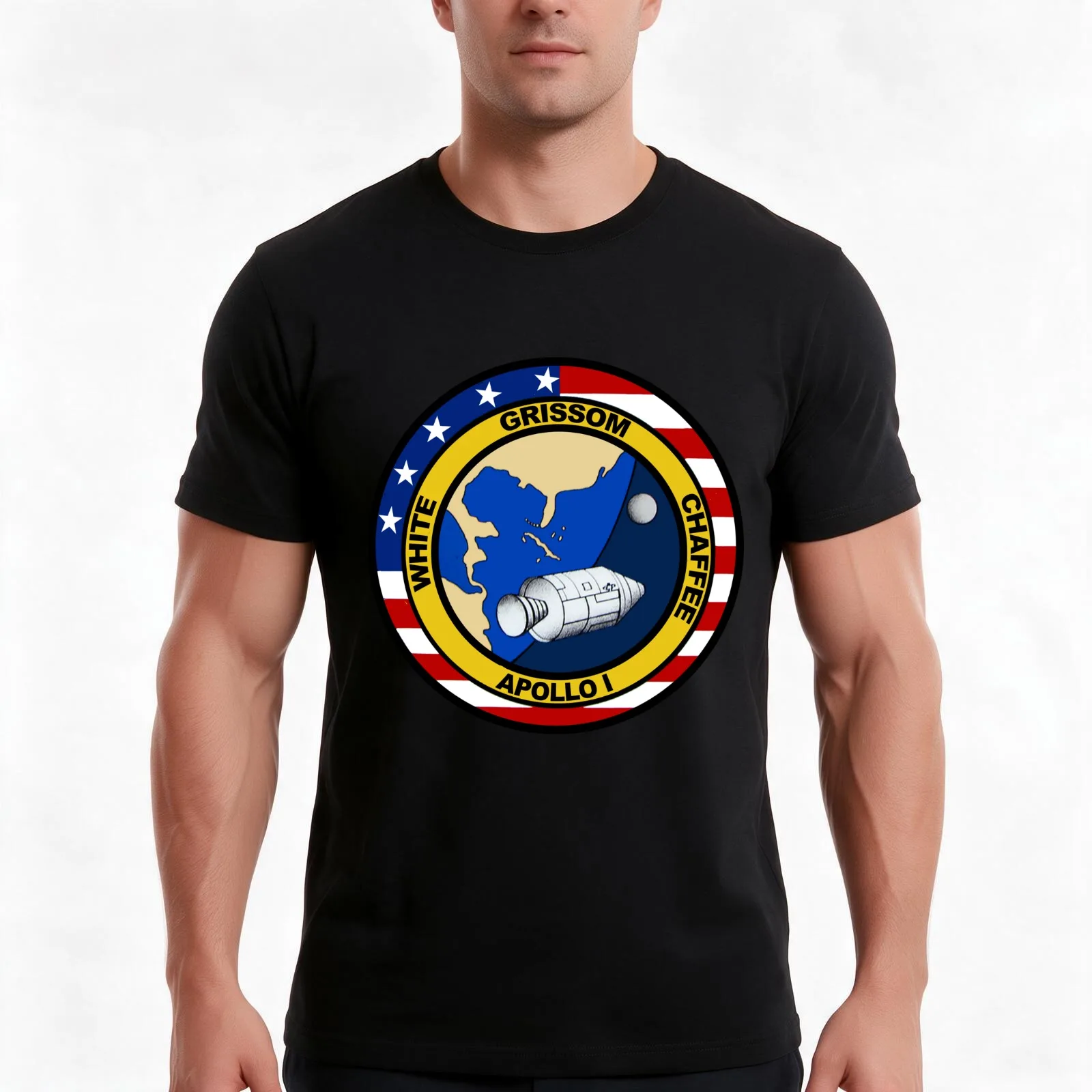 Apollo 1 Mission Logo T-Shirt, Summer Casual Cotton Tee, Oversized Streetwear Tops, Vintage Graphic Print, Unisex Men Women