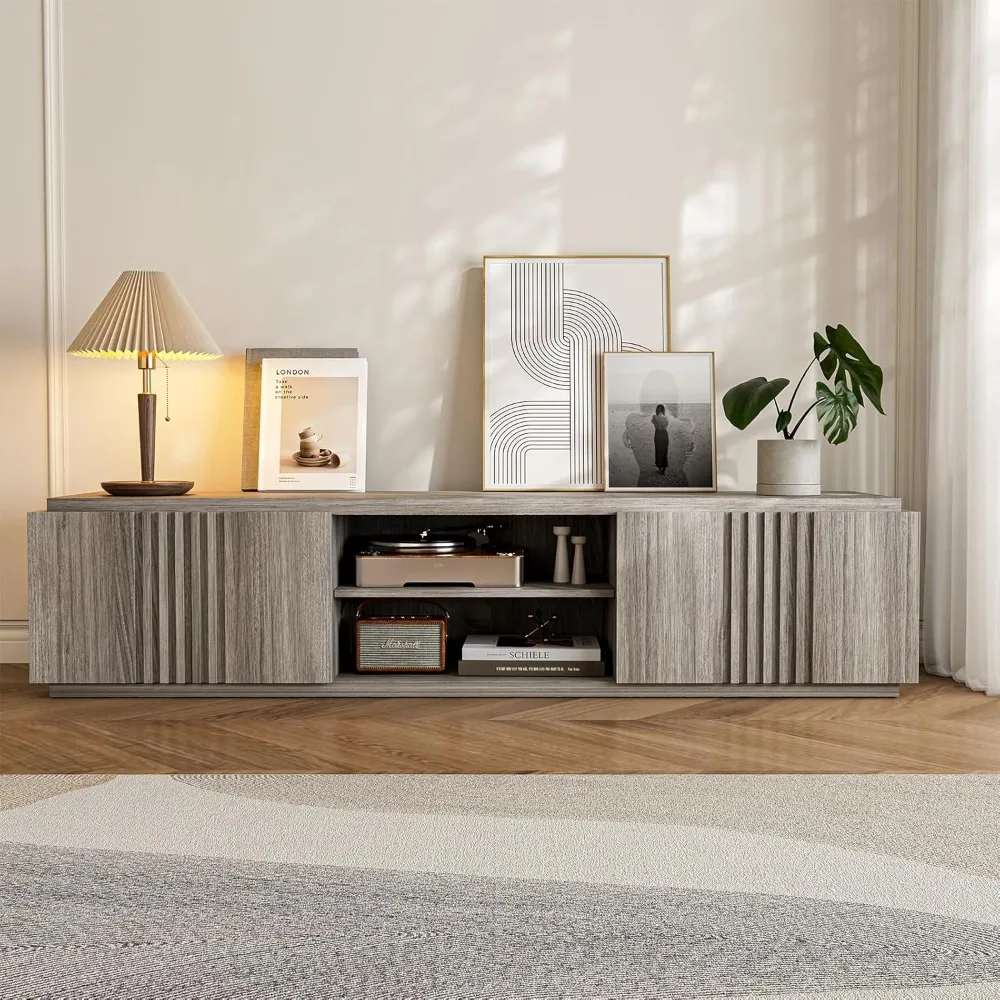 "Suporte de TV belleze de 70 polegadas, mesa de console de centro de entretenimento para TVs de até 75 polegadas com gavetas grandes e ela aberta de 2 camadas