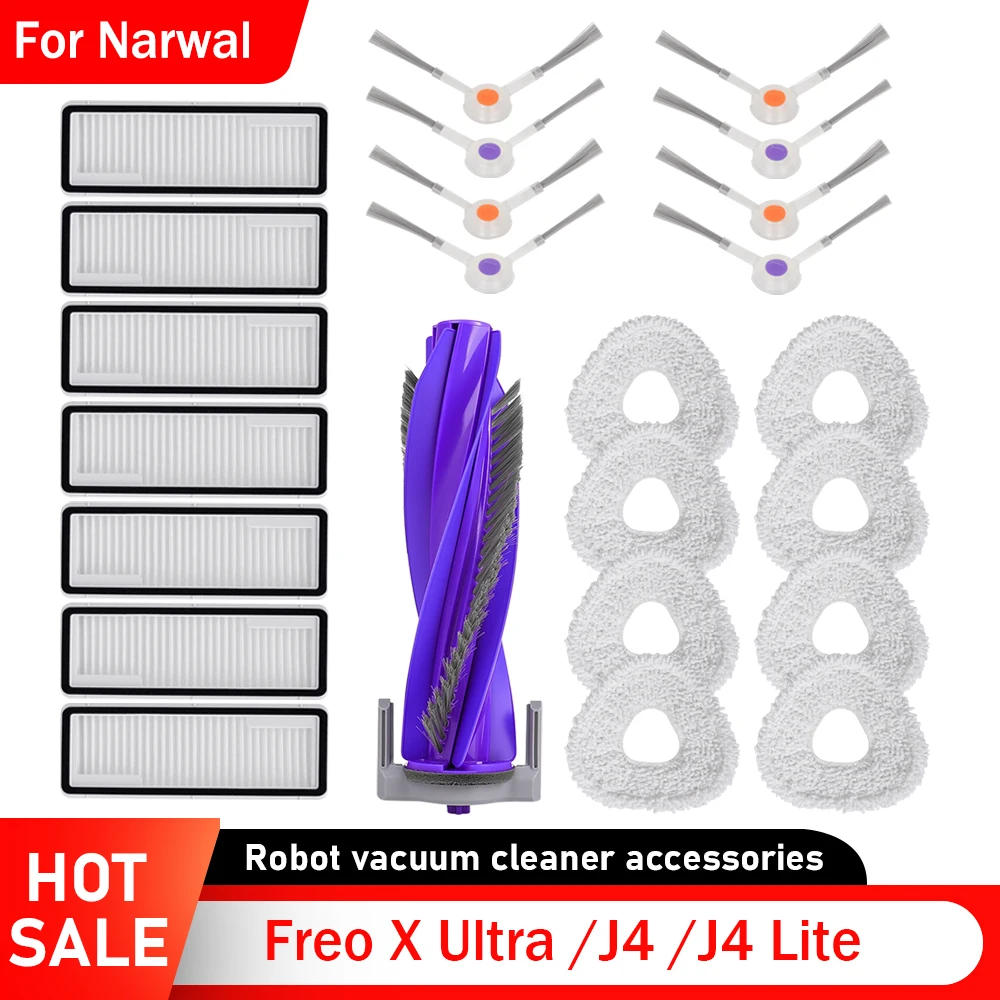 Ersatz für Narwal Freo X Ultra /J4 /J4 Lite Staubsaugerzubehör Mopptuch Staubbeutel Hauptwalze Seitenbürste Filter Ersatzteil
