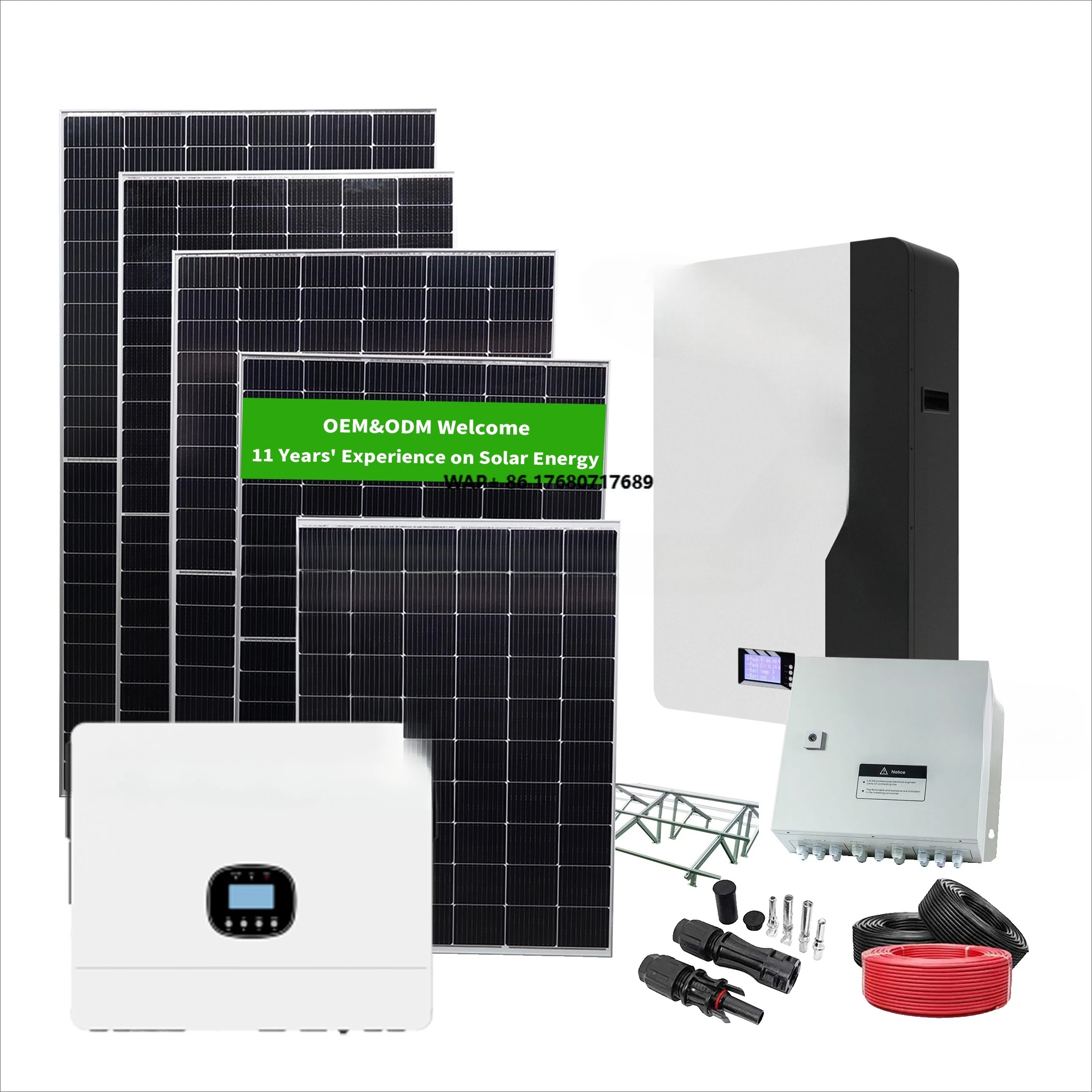 Energía renovable 6KW 8KW 10KW 12KW Sistemas de almacenamiento de baterías solares Sistema de energía solar para el hogar