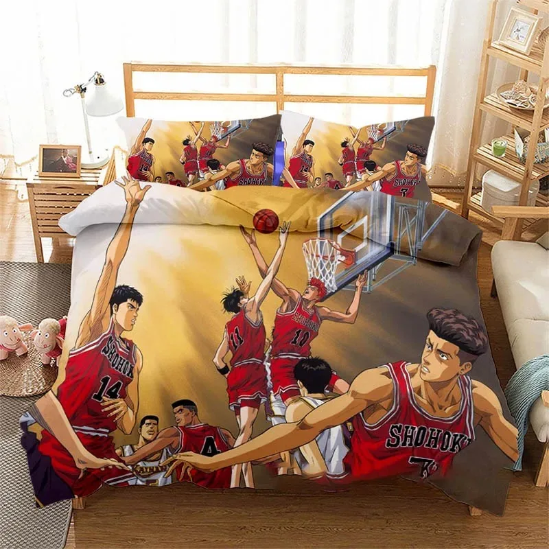 3D Printed Anime Slam Dunk Bedding Set Boys Girls Twin Queen Size Duvet Cover Pillowcase Bed Kids Adult Home Textileextile