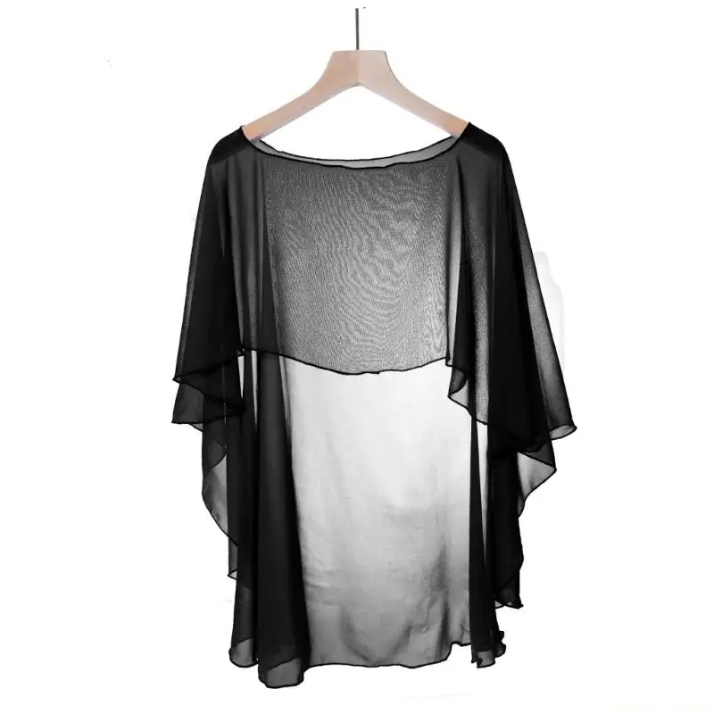 31BF Trendy Beach Cover Up Flared Sleeves Shawl Wrap For Vacation And Everyday Wear