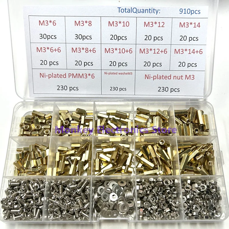 Imagem -06 - Hexagonal Cobre Post Parafusos Box Stud Variedade Case da Amostra m3 10 12 14 m3 Mais m3 Mais m3 10 Mais 910 Pcs