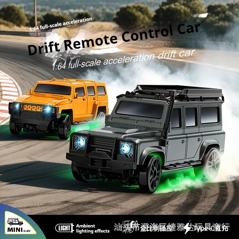 Coche de deriva con control remoto a escala 1:64, tracción en las cuatro ruedas, juguete de escritorio de simulación de proporción completa para niños, 1/64