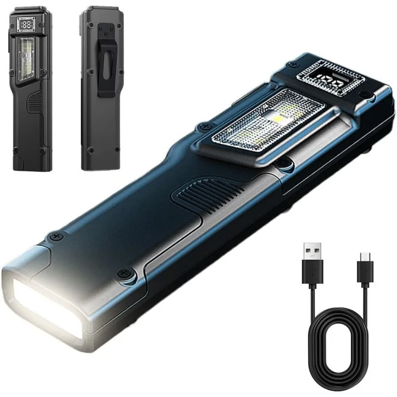 

EDC Tactical Rechargeable Flashlight,Dual-Switches LED Flashlight with Digital Display,8 Modes , Camping,and Emergency Use