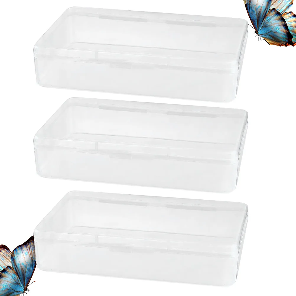 

3Pcs Small Size Dustptoof Mask Container Box Transparent Mask Storage Box Plastic Musk Storing Box for Home (White)