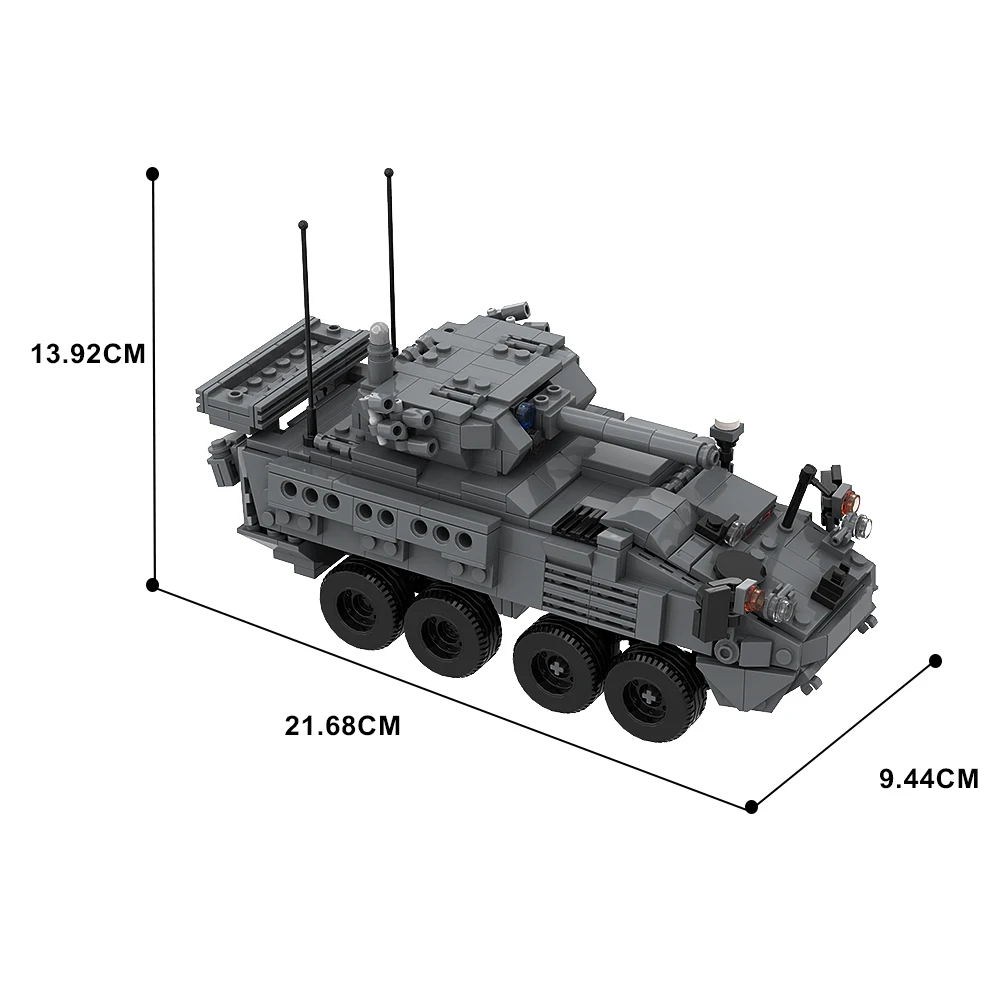 MOC 146076 M1296 Stryker ICVV-D | 1:35th Scale Dragoons Military Armored War Vehicle Building Block Education Brick Kids Toy