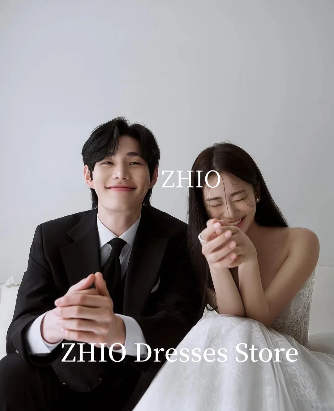 ZHIO Exquisite Applique Wedding Dress Strapless Ivory Tulle Floor Length Korea Photo Shoot Bridal Reception Gown Customized