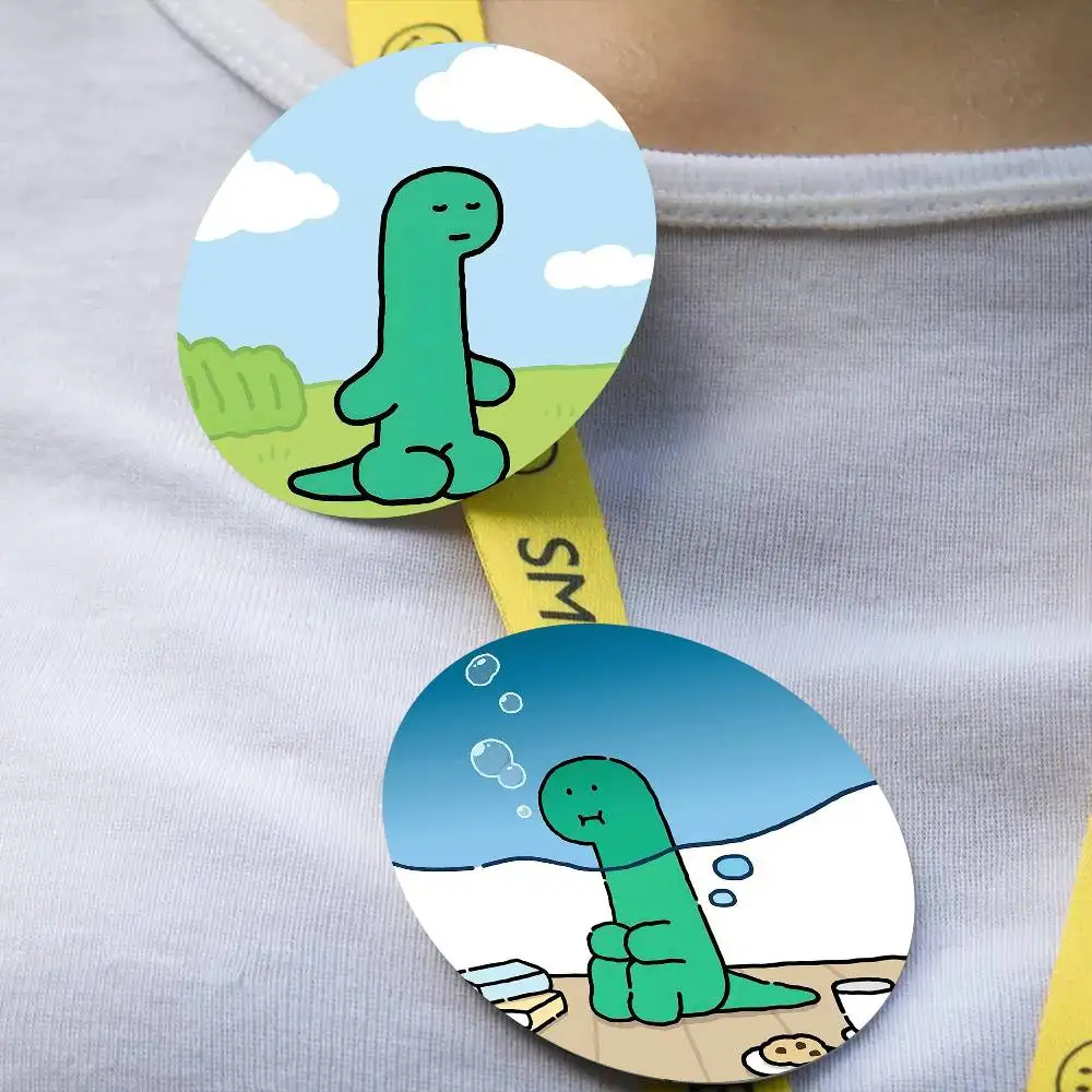 Cute And Minimalist Dinosaur Badge Tinplate Meme Round Brooch For Hat Bag Creative Lapel Jewelry Accessories Gifts