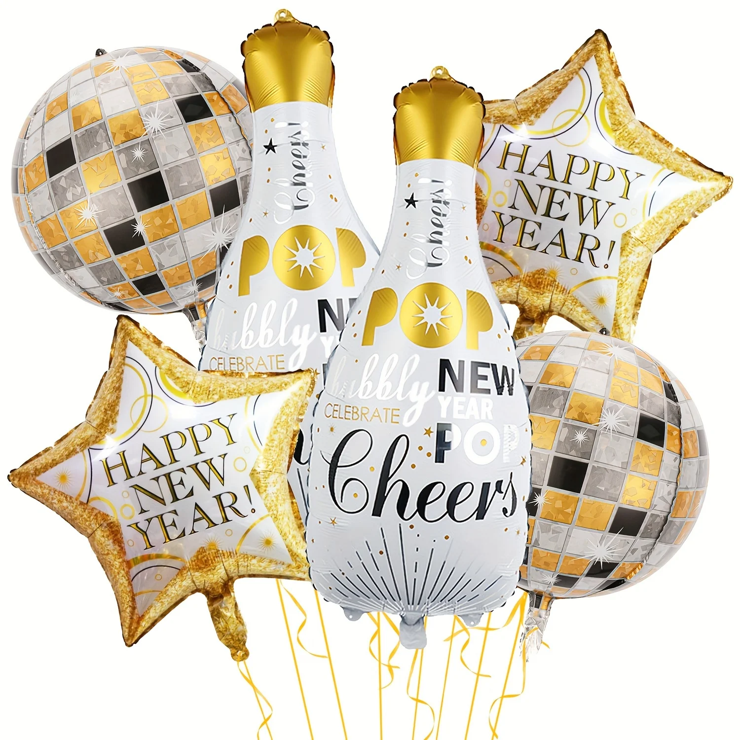 6 stücke Frohes Neues Jahr Aluminium Folie Ballons Wein Flasche Foto Rahmen Ballon Party Dekoration Anordnung Ballons Ballon Liefert