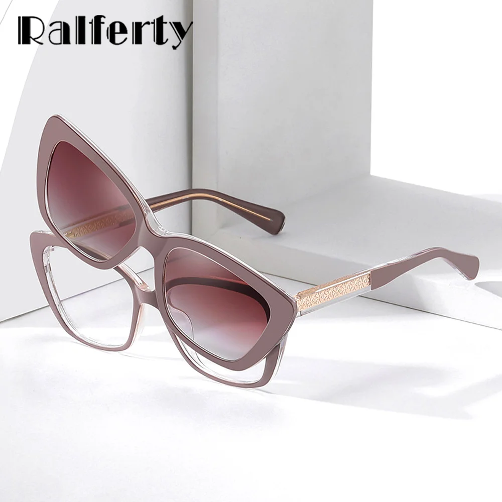 

Ralferty 2025 Cateye Magnetic Clip-On Sunglasses Women Outdoor 2-in-1 Design UV Protection Polarized Lens Optic Frame Eyeglasses