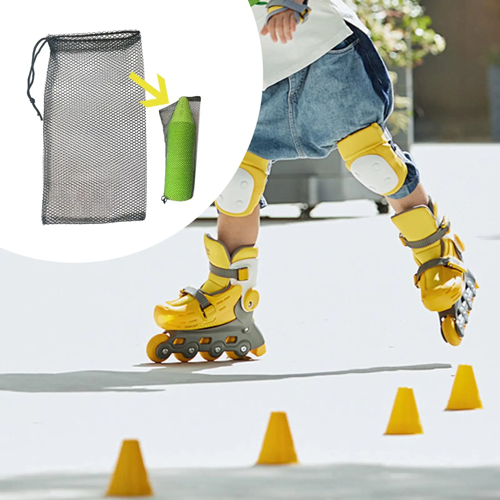 Mesh Tas Voor Schaatsen Kegels Draagtas Voor Sport Kegels Rolschaatsen Training Behendigheid Marker Kegels Slalom Kegels Voetbal