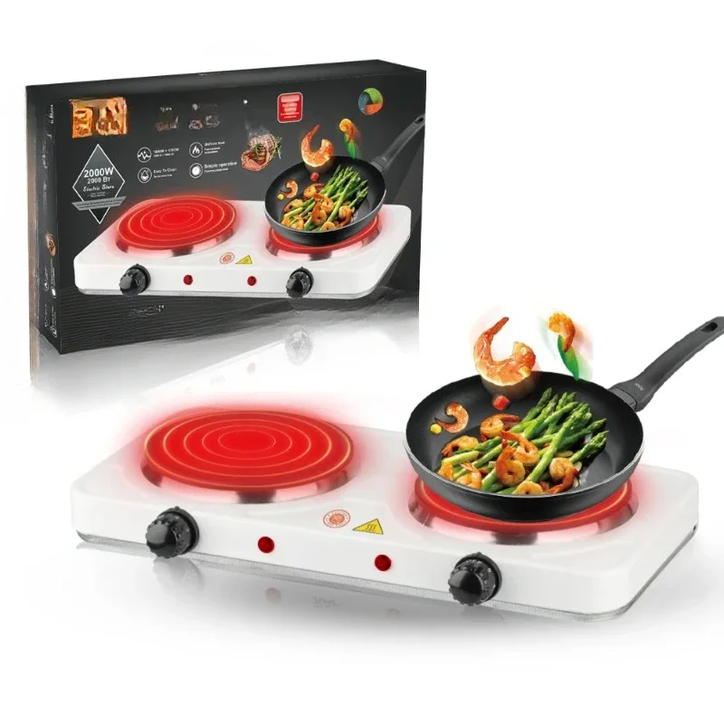 Low Price 2  Burners Hot Plate 2000W High Power Electric Plate Black White Home Cooking Portable