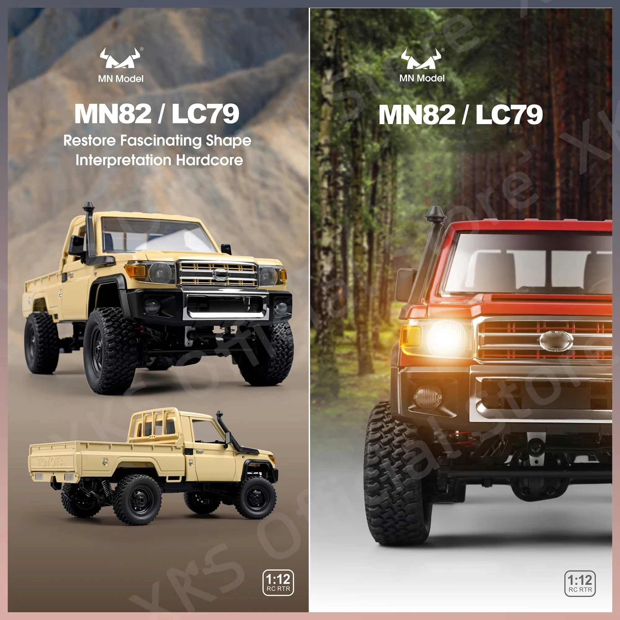 Mn82 Rc Car 1:12 Full Scale 2.4G 4WD 280 Motor Remote Control Off-Road Pickup Truck Model Car for Boys Adult Gifts
