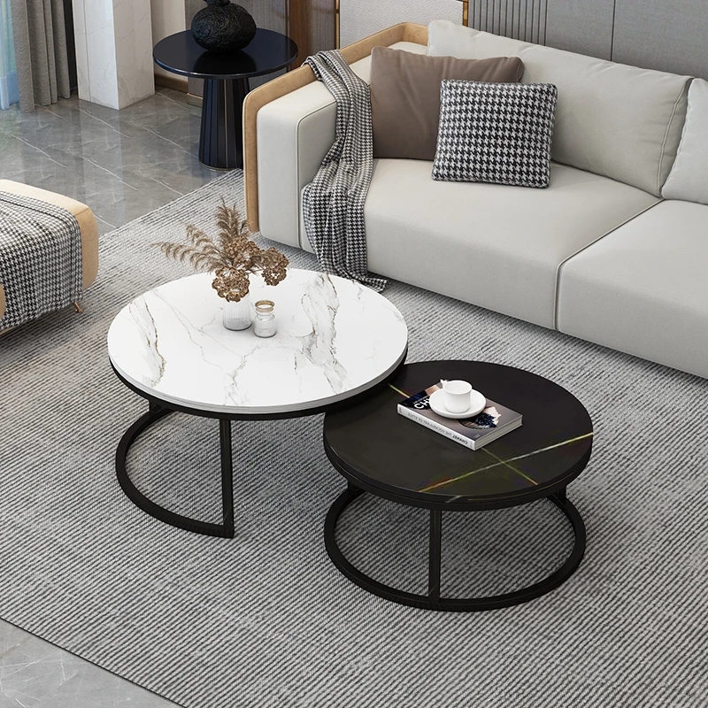 

Design Set Luxury Coffee Table Small Round Cheap Minimalist Nordic Coffee Table Low White Black Mesa Auxiliar Salon Furniture