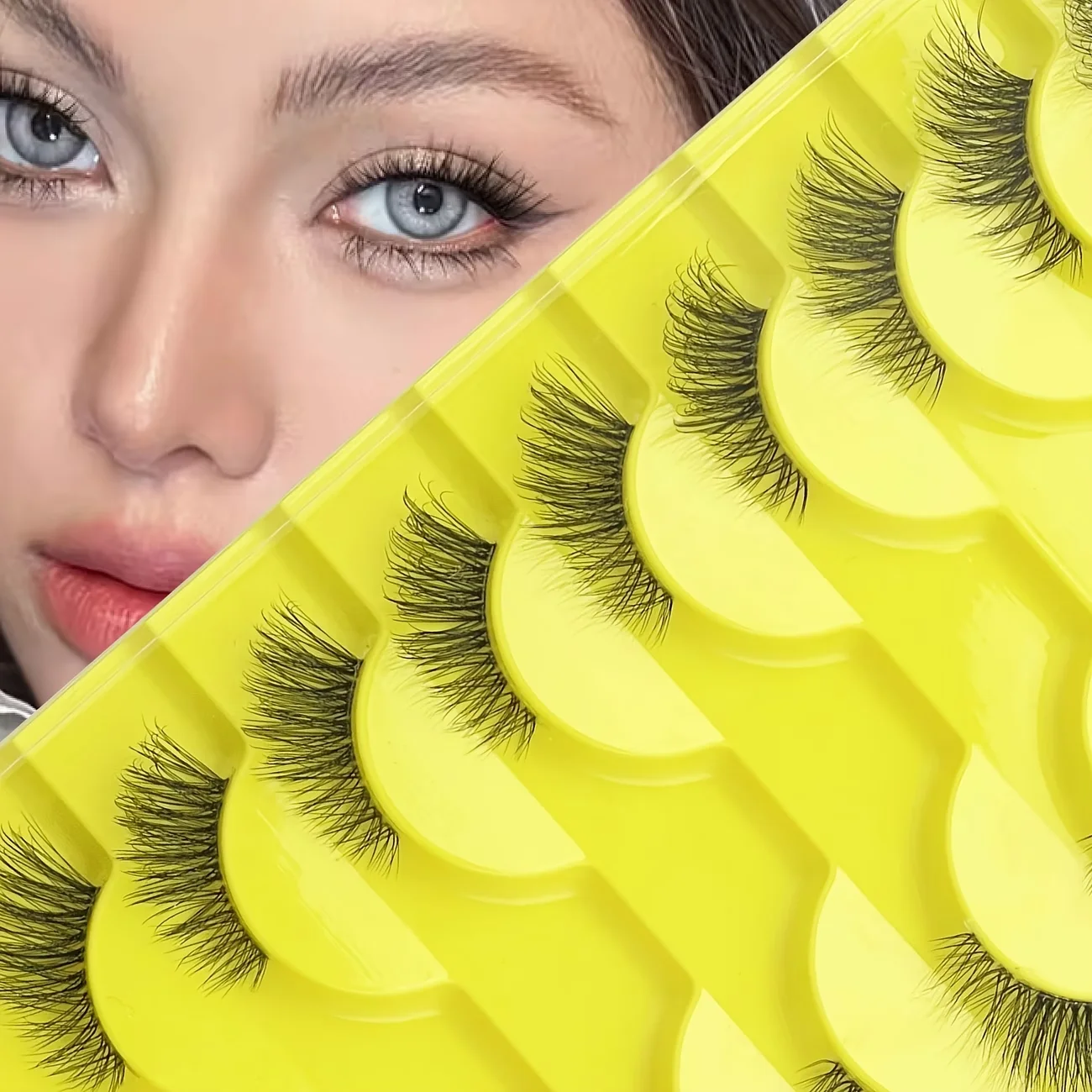 10 Paar halbe falsche Wimpern, geeignet für den täglichen Gebrauch, Hochzeiten und Partys, D-Curl, 0,05 mm ultradünnes künstliches Nerzhaar, Reusa