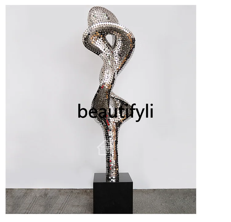 

Hotel Lobby Stainless Steel Artwork Abstract Floor-standing Ornament Elevator Hallway Decoration