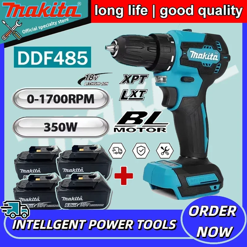 

Аккумуляторный многофункциональный шуруповерт Makita DDF485 10 мм LXT, ударный, бесщеточный, перезаряжаемый, компактный
