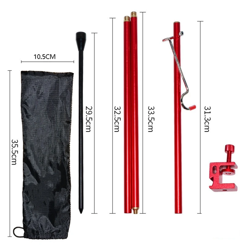 Outdoor Camping Hiking Folding Lamp Post Pole Aluminum Alloy Portable Fishing Hanging Light Fixing Stand Kit