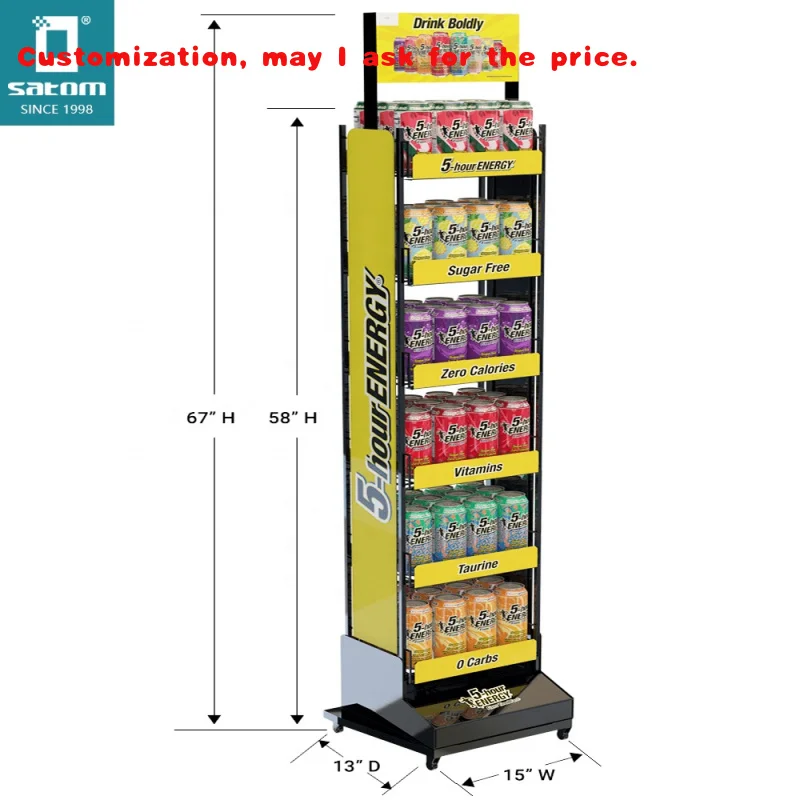custom.Multi-functional Metal Light Duty Hardware Product Display Racks Stand with Hooks Hanging Grocery Store