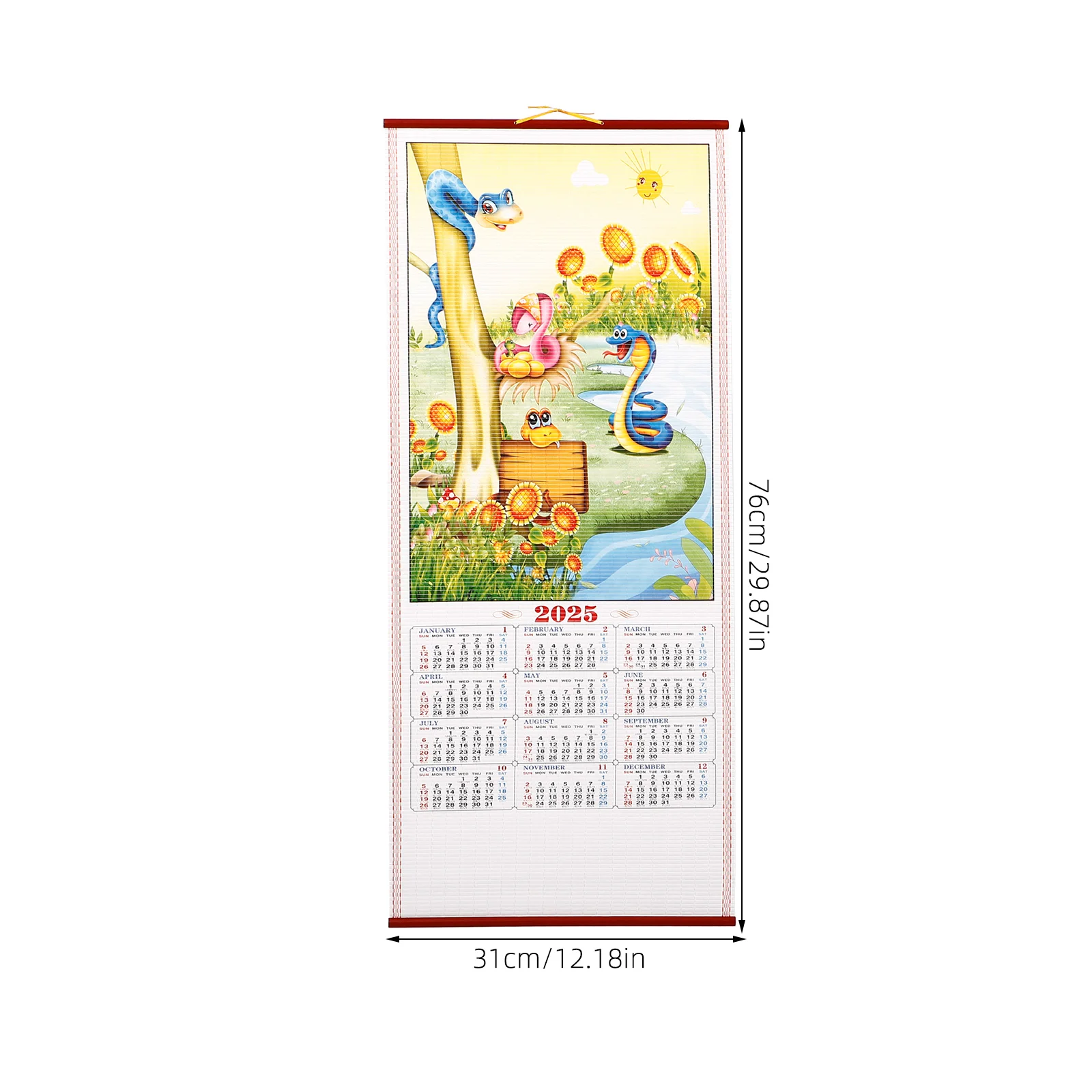 Lunar Calendar Hanging 2025 Snake Year Calendar Chinese Calendar Wall Hanging Calendar for Year of Snake Scroll Calendar Chinese