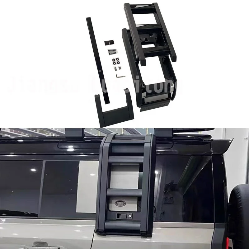 

Auto Parts Aluminum Telescopic Matte Black Side Ladder Tail ladder For 2020+ Land Rover Defender 90 110