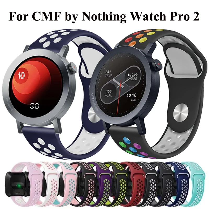 22mm esporte pulseira de silicone para cmf relógio pro pulseira correa para cmf por nada relógio pro 2 pulseira de pulso respirável