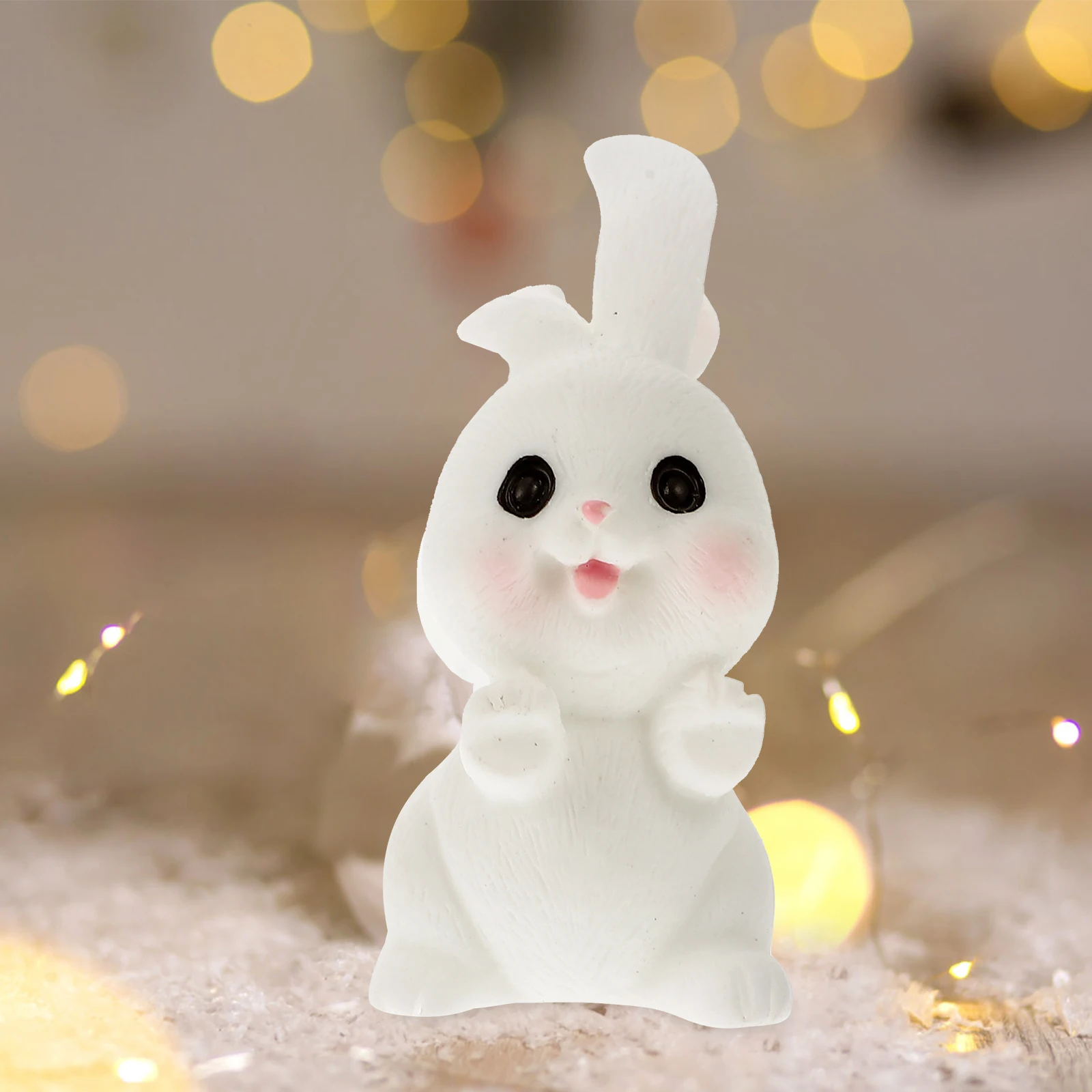 

12Pcs Micro Landscape Snow Scene Decoration Resin Rabbit Statue Cartoon Bunny Ornament for Easter Party Home Decor